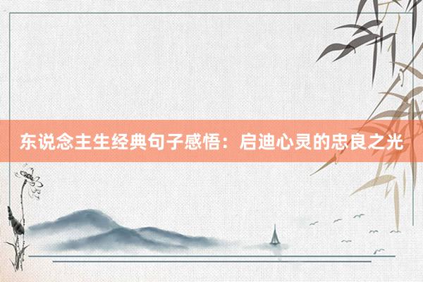 东说念主生经典句子感悟：启迪心灵的忠良之光